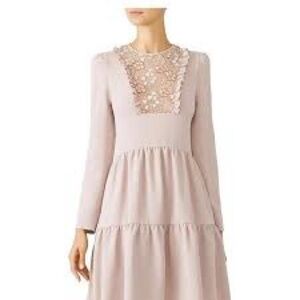See by Chloe Romantic Lace-Front Tiered Long-Sleeve Dress